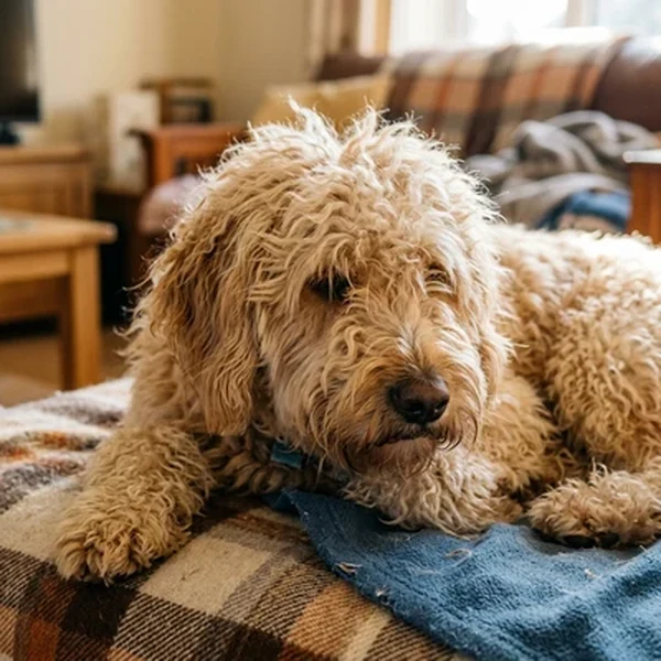 Shaggy Doodle coat before grooming